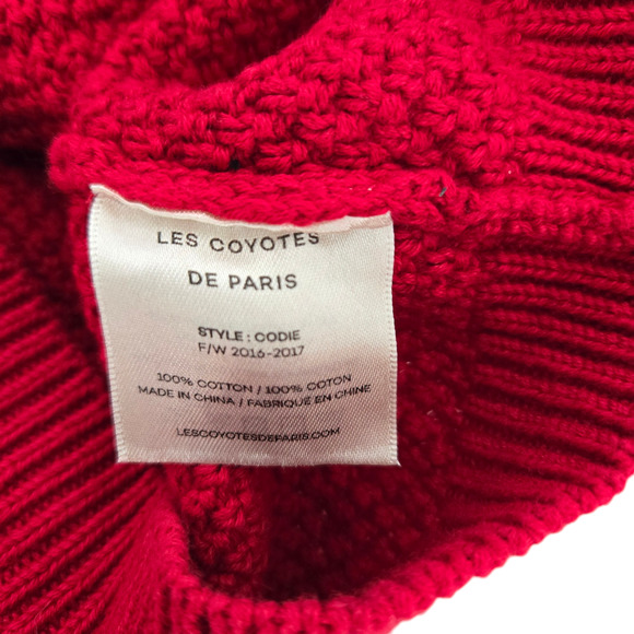NWT Les Coyotes de Paris Red Sweater Size XS Cable Knit Cotton Crew Neck - Picture 14 of 16
